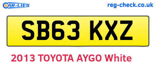 SB63KXZ are the vehicle registration plates.