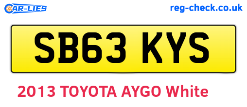 SB63KYS are the vehicle registration plates.