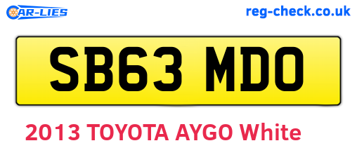 SB63MDO are the vehicle registration plates.