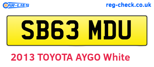 SB63MDU are the vehicle registration plates.