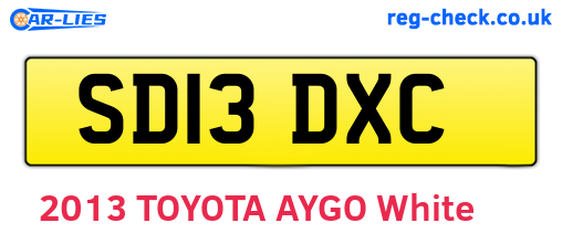 SD13DXC are the vehicle registration plates.
