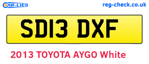 SD13DXF are the vehicle registration plates.