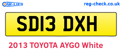 SD13DXH are the vehicle registration plates.