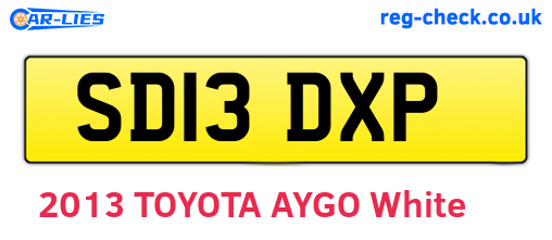 SD13DXP are the vehicle registration plates.
