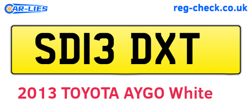 SD13DXT are the vehicle registration plates.