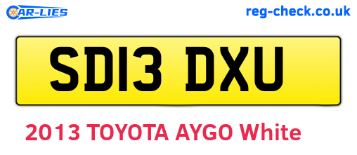 SD13DXU are the vehicle registration plates.