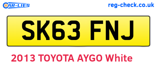 SK63FNJ are the vehicle registration plates.