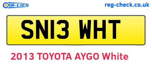 SN13WHT are the vehicle registration plates.