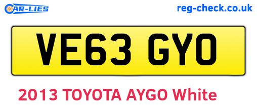 VE63GYO are the vehicle registration plates.
