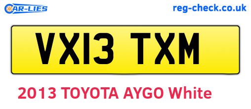 VX13TXM are the vehicle registration plates.