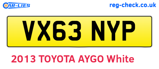 VX63NYP are the vehicle registration plates.