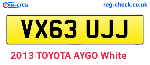 VX63UJJ are the vehicle registration plates.