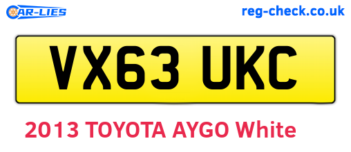 VX63UKC are the vehicle registration plates.