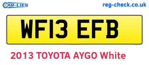 WF13EFB are the vehicle registration plates.