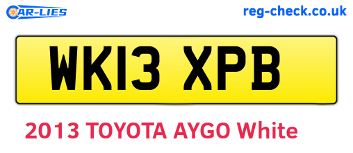 WK13XPB are the vehicle registration plates.