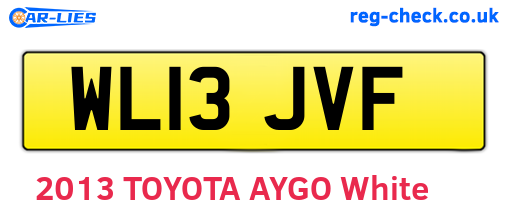 WL13JVF are the vehicle registration plates.