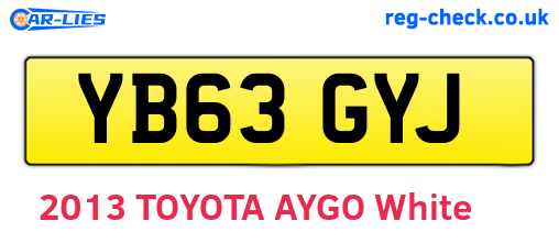 YB63GYJ are the vehicle registration plates.