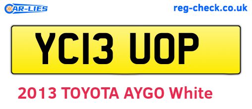 YC13UOP are the vehicle registration plates.