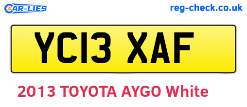 YC13XAF are the vehicle registration plates.