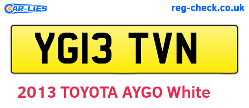 YG13TVN are the vehicle registration plates.