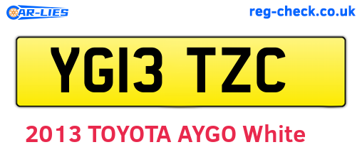 YG13TZC are the vehicle registration plates.