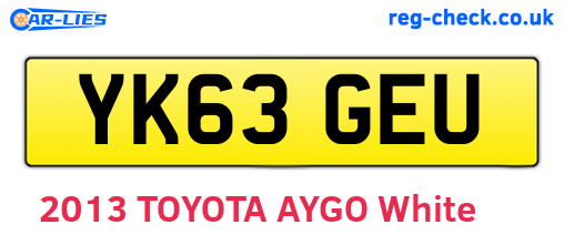 YK63GEU are the vehicle registration plates.