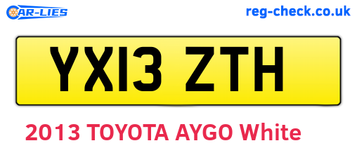YX13ZTH are the vehicle registration plates.