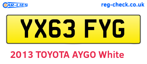 YX63FYG are the vehicle registration plates.