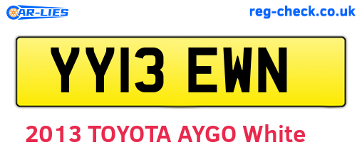YY13EWN are the vehicle registration plates.