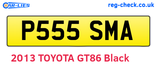 P555SMA are the vehicle registration plates.