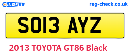 SO13AYZ are the vehicle registration plates.