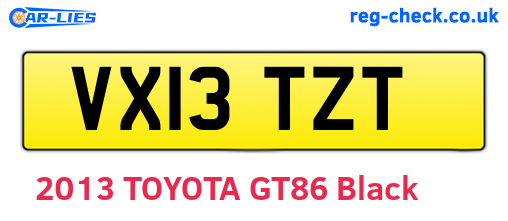 VX13TZT are the vehicle registration plates.