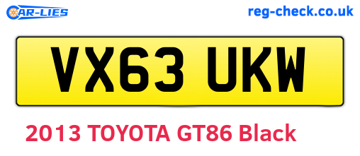 VX63UKW are the vehicle registration plates.