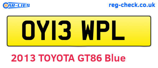 OY13WPL are the vehicle registration plates.