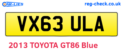 VX63ULA are the vehicle registration plates.