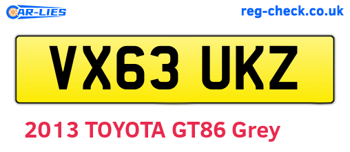 VX63UKZ are the vehicle registration plates.