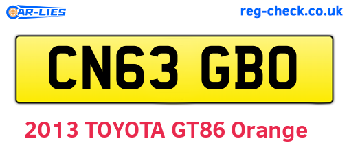 CN63GBO are the vehicle registration plates.