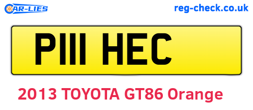 P111HEC are the vehicle registration plates.