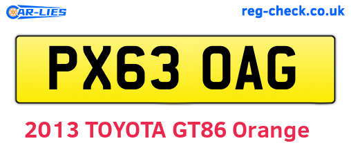 PX63OAG are the vehicle registration plates.