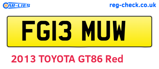 FG13MUW are the vehicle registration plates.
