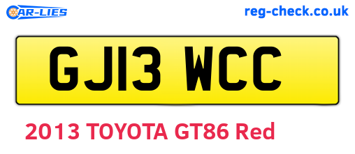 GJ13WCC are the vehicle registration plates.