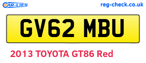 GV62MBU are the vehicle registration plates.