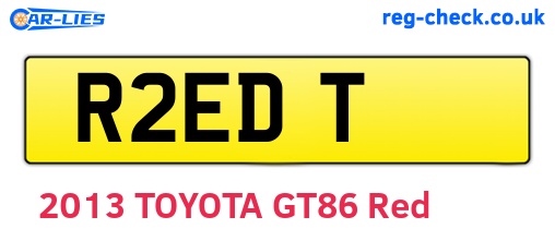 R2EDT are the vehicle registration plates.