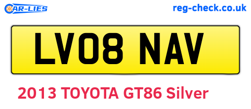 LV08NAV are the vehicle registration plates.