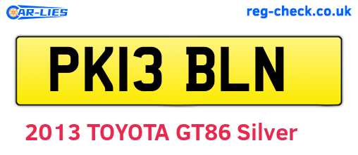 PK13BLN are the vehicle registration plates.