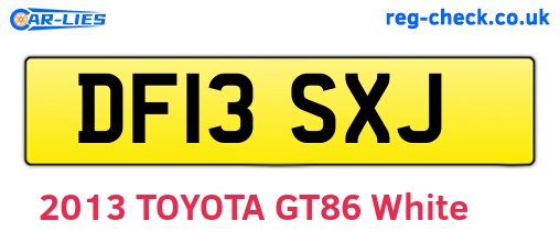 DF13SXJ are the vehicle registration plates.