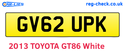 GV62UPK are the vehicle registration plates.