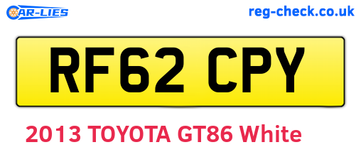 RF62CPY are the vehicle registration plates.