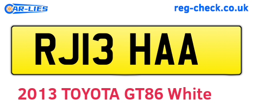 RJ13HAA are the vehicle registration plates.