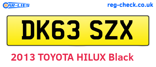 DK63SZX are the vehicle registration plates.